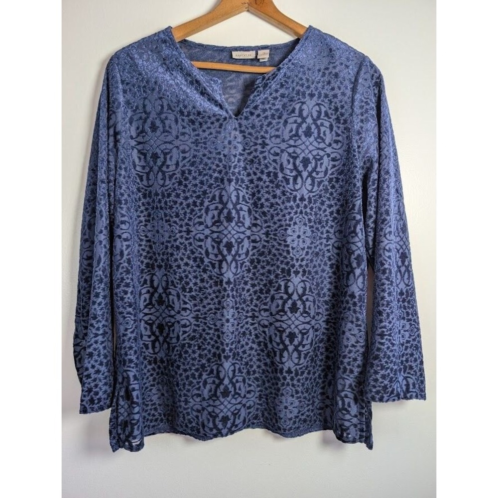 Chico's Velvet Burnout Tunic Top Women's Size 2 Whimsigoth Witchy‎ Boho Artsy